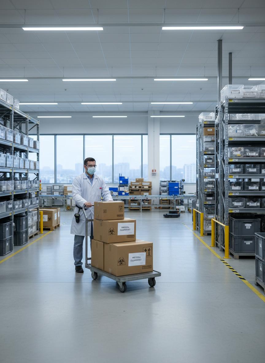 Medical device logistics warehouse